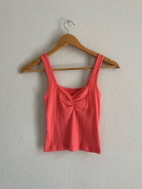 American Eagle Outfitters Coral Ruched Crop Top